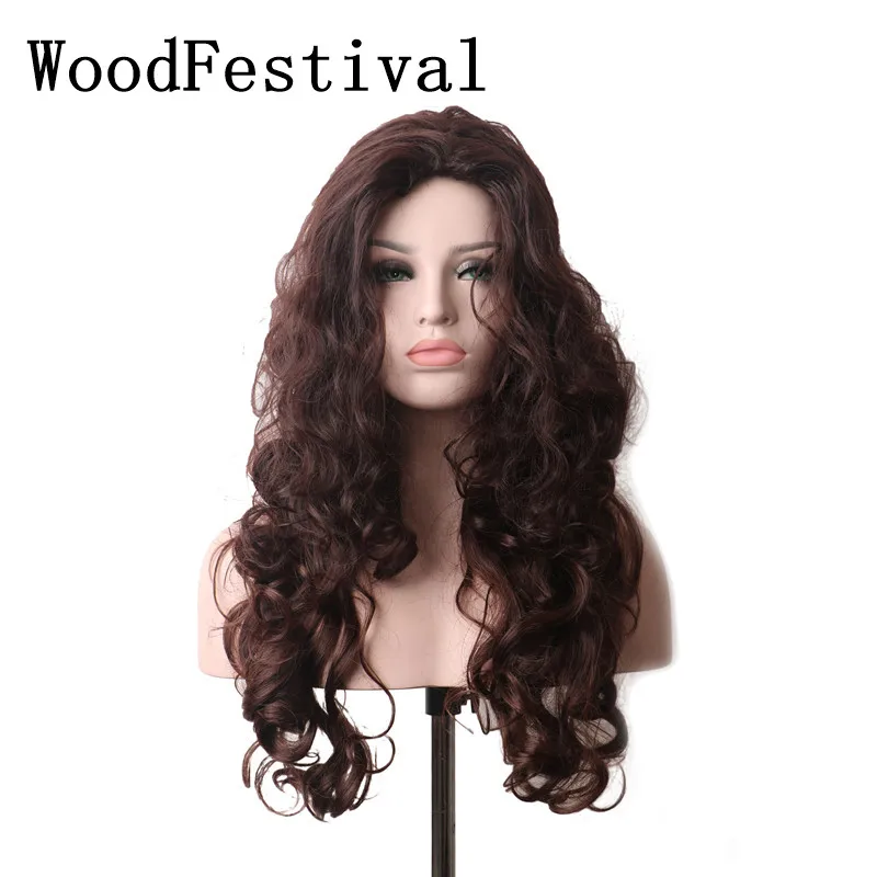 WoodFestival коричневый парик косплэй парики с длинными волосами женщина синтетические кудрявый парик Искусственные парики для женщин