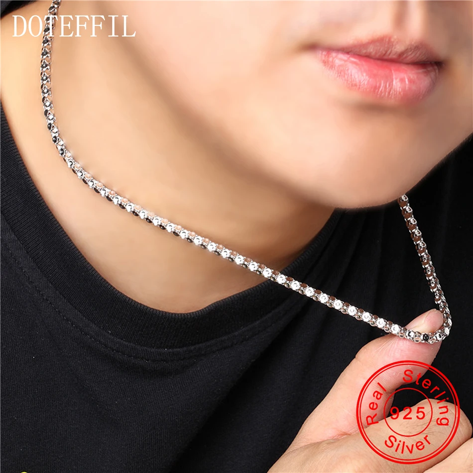 Doteffil 925 Sterling Silver Domineering 4mm 50cm Chain Necklace For Men Women Wedding Engagement Party Charm Jewelry Chain Necklace Men 925 Silver Necklacechain Necklace Aliexpress