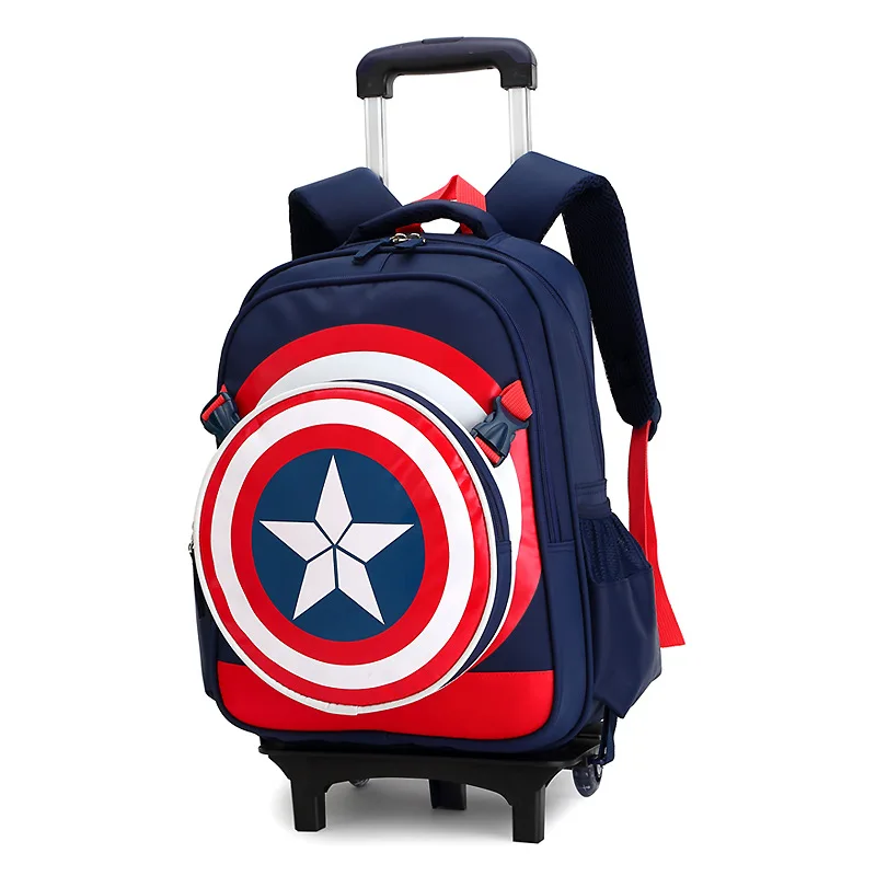 New Primary School Trolley Bags Captain America Children Anime Backpack Schoolbag Child With Wheels ;School Bags With Trolley New Primary School Trolley Bags Captain America Children Anime Backpack Schoolbag Child With Wheels ;School Bags With Trolley