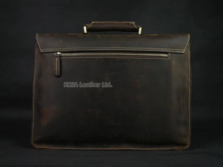 Vintage Crazy Horse Genuine Leather Men Briefcase 15" Laptop Bag Work Business Bag Shoulder Messenger Bag Male Tote Handbag M088 4