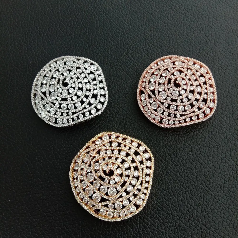 

1pc 40x42mm golden plated Cz micro Flower connector DIY Jewelry Findings