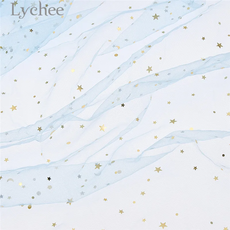 Lychee 50 см x 150 Звезда Луна Марля ткань Высокое качество сетчатая для шитья Сделай