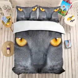 MUSOLEI 3D постельное белье кошка голова, крупным планом мягкая кровать пододеяльник набор Twin queen King size