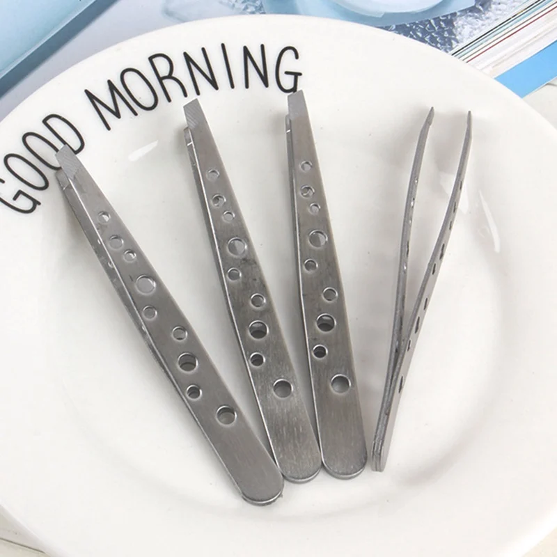 Stainless Steel 9 hole Eyelash Tweezers Tool Superhard Anti Static