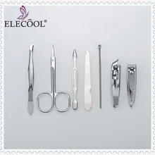ELECOOL 7/1 шт. Нержавеющая сталь ногтей Комплект Когтерез Нипер резак ножницы пинцет ушной Палочки маникюр педикюр набор инструментов для ногтей
