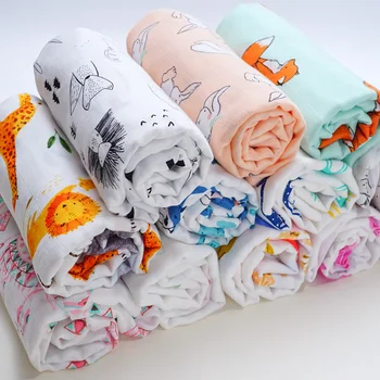 

Blankets Newborn Swaddle Baby Bath Towel Baby Wrap Muslin Diaper Cartoon Animal Print Bedding Set Stroller Baby Accessories