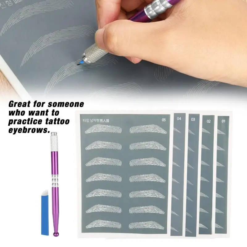 

Semi-Permanent Eyebrow Practice Set Manual Microblading Tattoo Makeup Tool Kit Pen Blade Needle Pin For Body Art Tattoo Paint