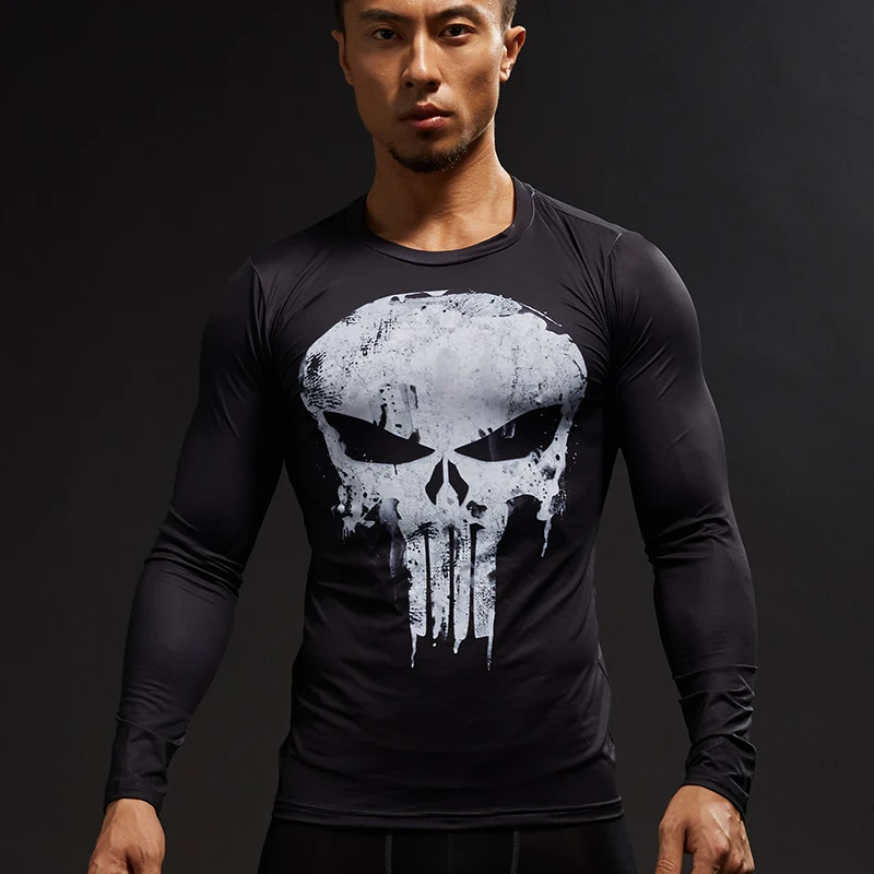Punisher 3D Printed T-shirts Men Compression Shirts Long Sleeve Cosplay  Costume crossfit fitness Clothing Tops Male Black Friday _ - AliExpress  Mobile
