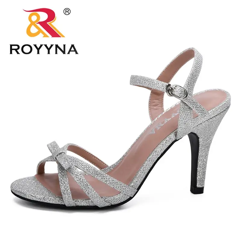 ROYYNA/Новинка года; женские босоножки; модные сандалии-гладиаторы; Летняя обувь; женские босоножки на высоком каблуке; сандалии с перекрестной шнуровкой в римском стиле - Цвет: SLIVER