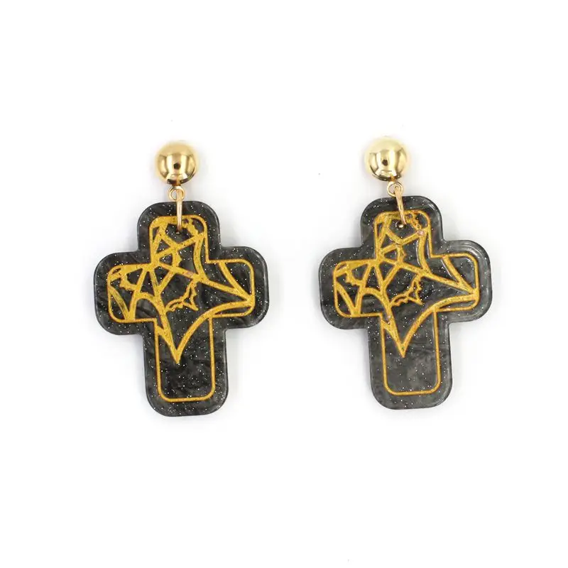 

Halloween Jewelry Acrylic Cross Stud Earrings For Women