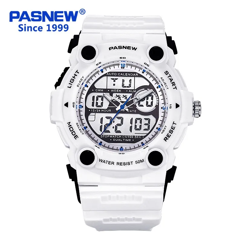 Pasnew хорошее Дизайн Дуэль движение Бег Плавание электронные часы световой для розничной PSE-367A