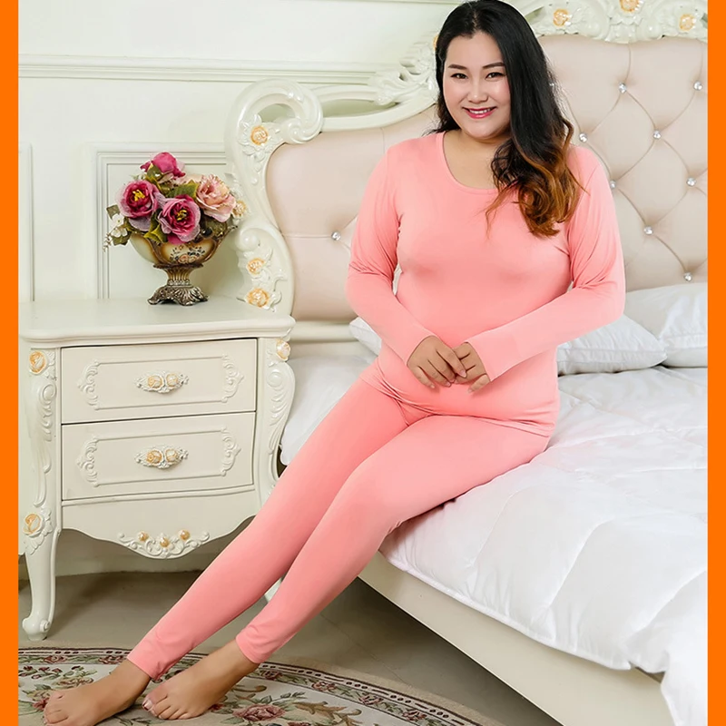 Women's Thermal Underwear Set Cotton Plus Vevet Long Johns Women Winter Fleece Warm Long Johns Plus Size Female Pajamas Suit