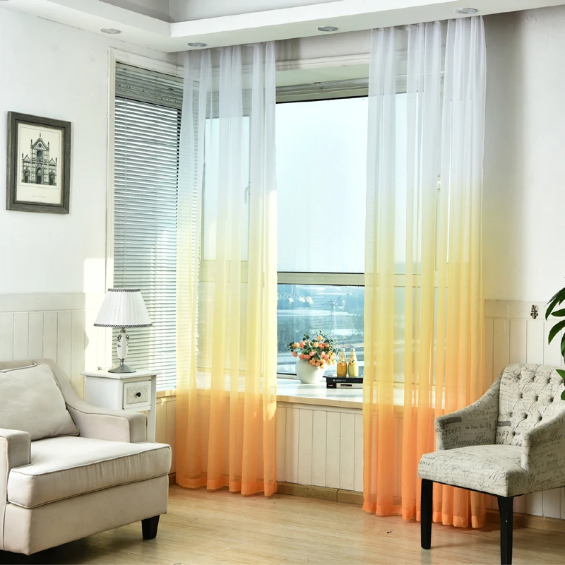 Шторы градиентного цвета с принтом, вуаль, серое окно, современные шторы для гостиной, тюль, отвесная ткань, Rideaux Cortinas