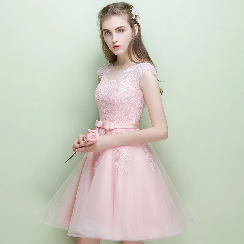 

FOLOBE 2019 Women Mesh Slim Elegant Short Lady Princess Dress A-Line Party Dresses female Lace Appliques Formal Party Dresses