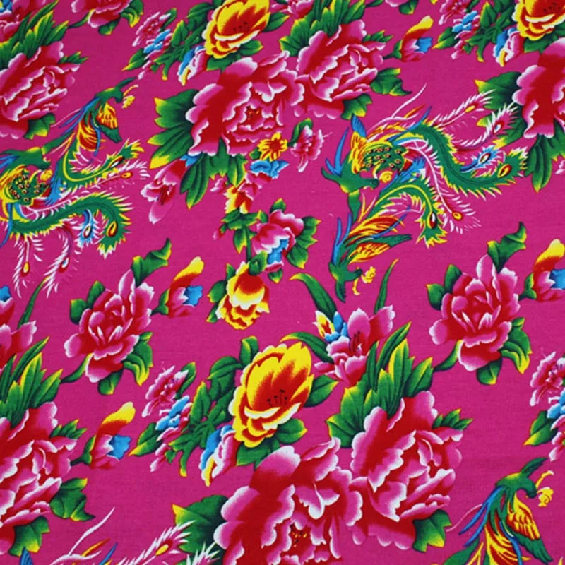Хлопок текстиль этнический Китайский традиционный большой Пион Феникс ткани для самодельные Украшения Ремесло скатерть подушка шитье Декор