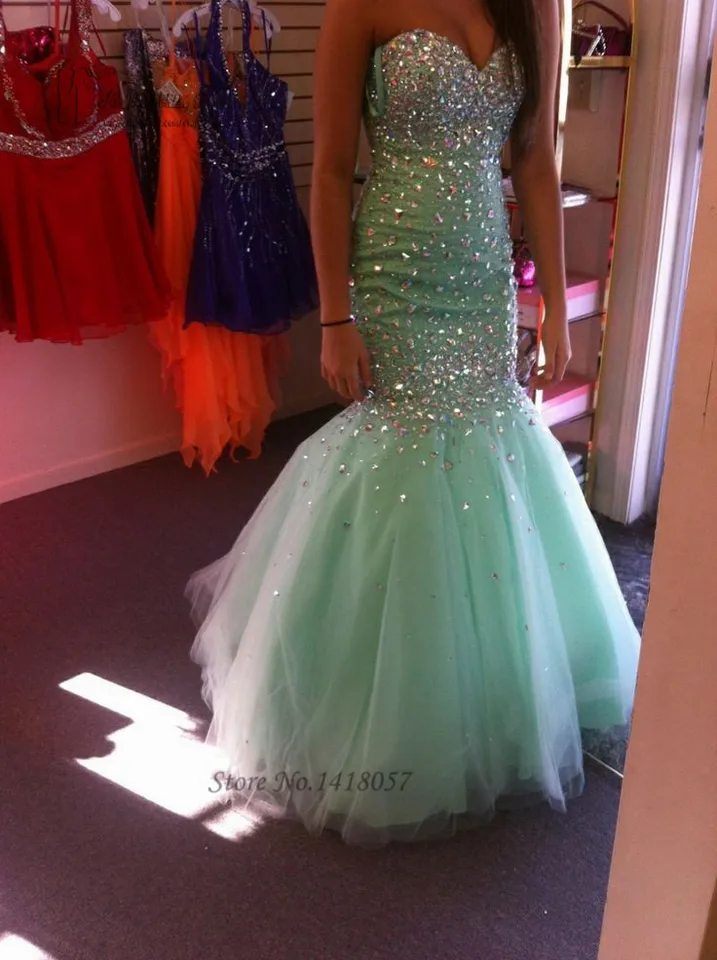 green mermaid prom dress