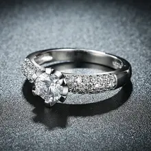 Nóng Bán Zircon Femme Anillos Đồ Trang Sức 18 k White Gold Flower Tim Inlay CZ Vòng Đối Với Phụ Nữ Cưới Engagement Phụ Kiện(China)