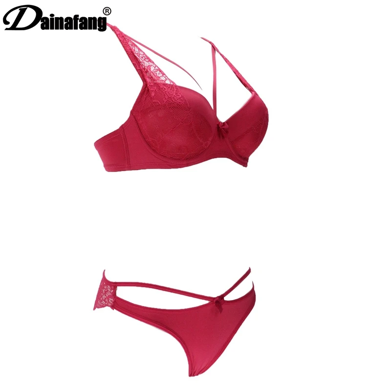 DAINAFANGNew sexy hollow products out T Hongs lingerie short dress BCD embroidered lace push women lingerie g-string dress pants