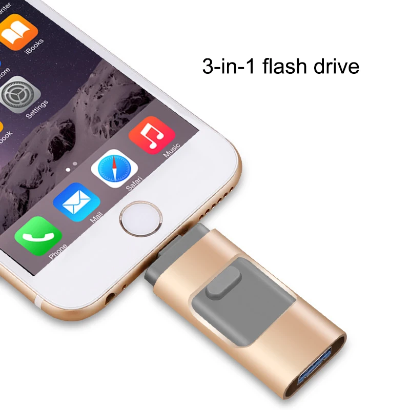 3IN1 OTG USB флэш накопитель 64 ГБ Флешка для хранения memory stick iphone X R 8 7 6 S IPad флеш