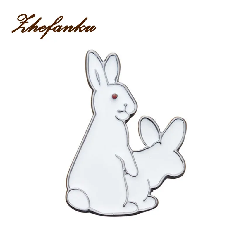 

1pcs Cartoon White Rabbits Brooch 3.4cm*2.2cm Pins Animal Brooch Jacket Pin Funny Gift Good Price Accessories