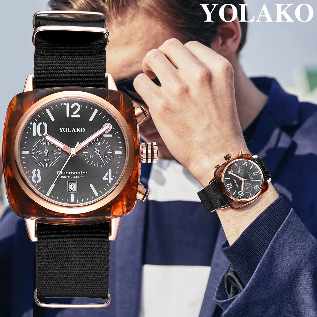 

Ultra Thin Watches For Men Luxury Temperament Square Dial Canvas Watchband Watch Analog Quartz Watch relogio feminino #03