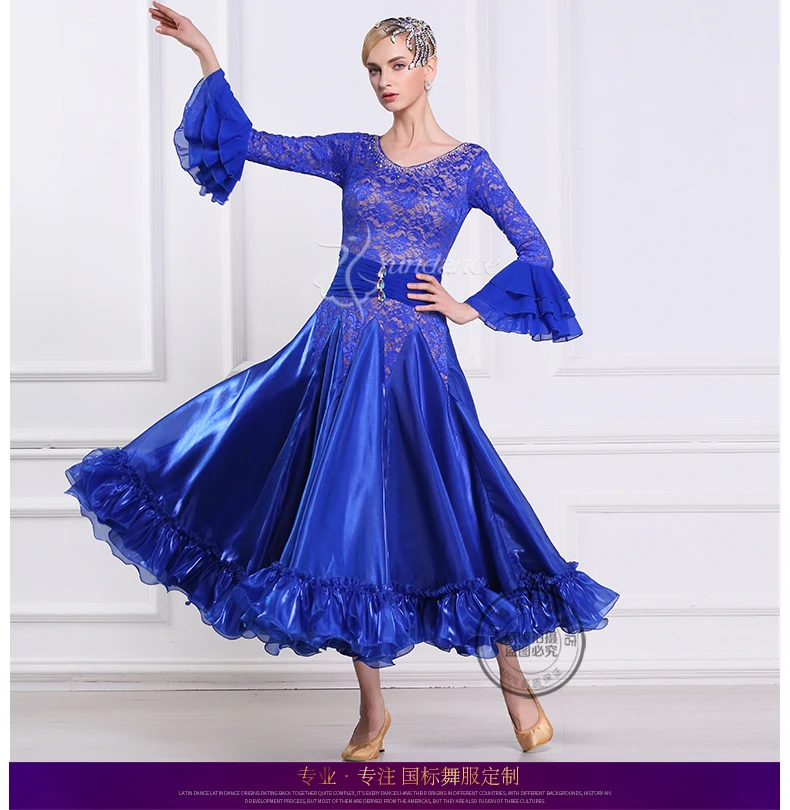 Lady Customized Ballroom Dance Dress Girls Waltz Tango Dancing Dresses Female Standard Flamenco