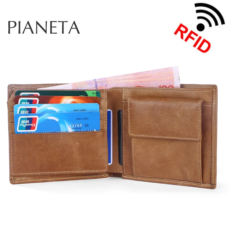 Пьянета натуральной кожи RFID блокировки раза кошельки из коровьей Винтаж двойные