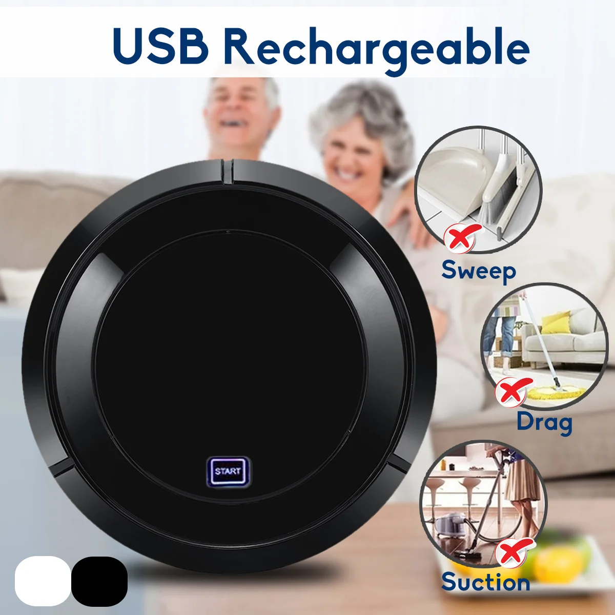 

warmtoo USB Rechargeable Auto Cleaning Robot Noiseless Smart Sweeping Robot Floor Dirt Dust Automatic for Home Office Cleaner