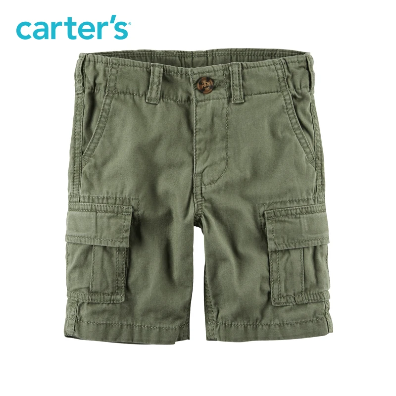 

1pcs cotton peached canvas Adjustable waistband Cargo Shorts Carter's baby boy spring summer clothing 224G454