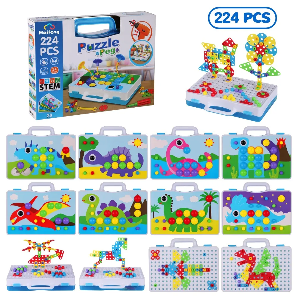 Креативный дизайн мозаика Строительная игрушка гриб гвоздь комплект Детские развивающие игрушки головка для дрели головоломка игрушки подарок для детей мальчик