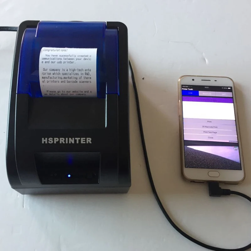 HSPOS горячая Распродажа USB 58 Pos термопринтер для чеков билетов с OTG кабелем