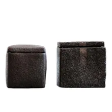 Японский черный дзен грубая керамика квадратная чайная коробка керамика герметичная банка для хранения чай Caddy чай церемония Аксессуары Ретро домашний декор