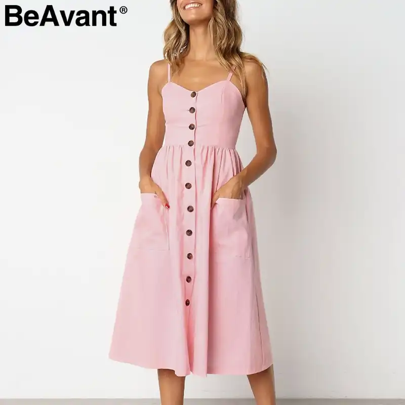 pink cotton dress womens