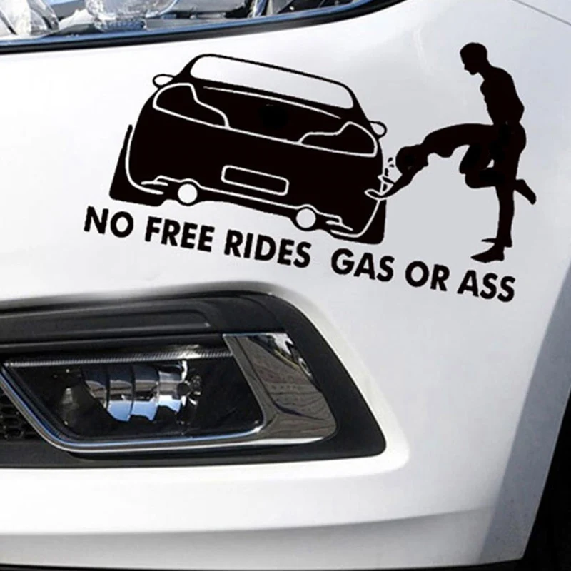 20*8 см газа или задница &quotNo Free Rides&quot забавные виниловые наклейки для автомобиля