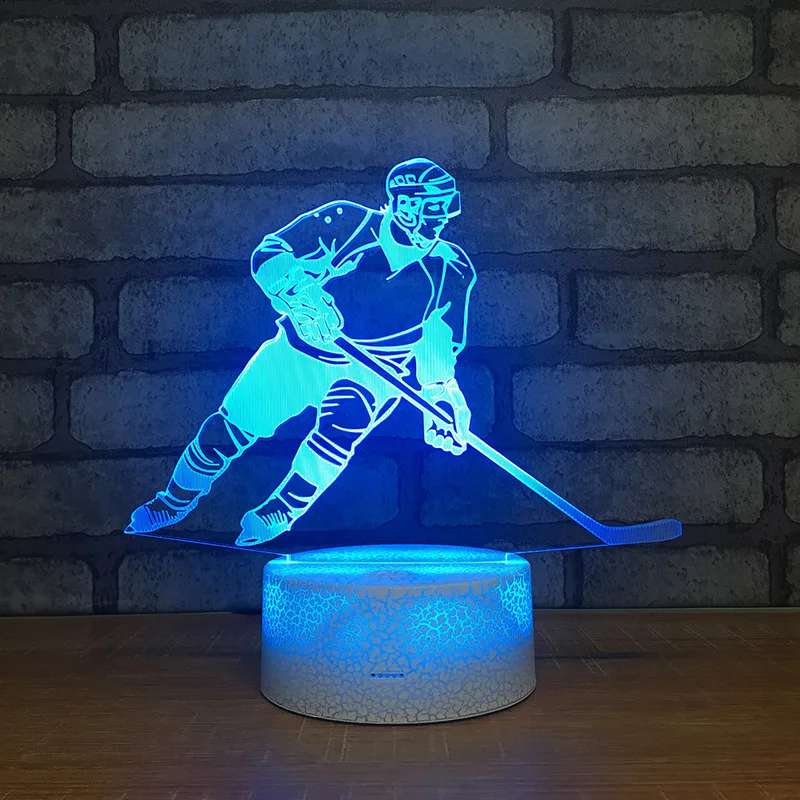 

Ice Hockey Player Figure 3D Table Lamp Touch Control 7 Colors Changing Acrylic Night Light USB Decorative Toys for Kids Gifts