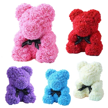 

1pcs Valentines Romantic gift Rose Bear Artificial Rose Home Wedding Festival DIY Decoration Kid Gift Mother's day gift
