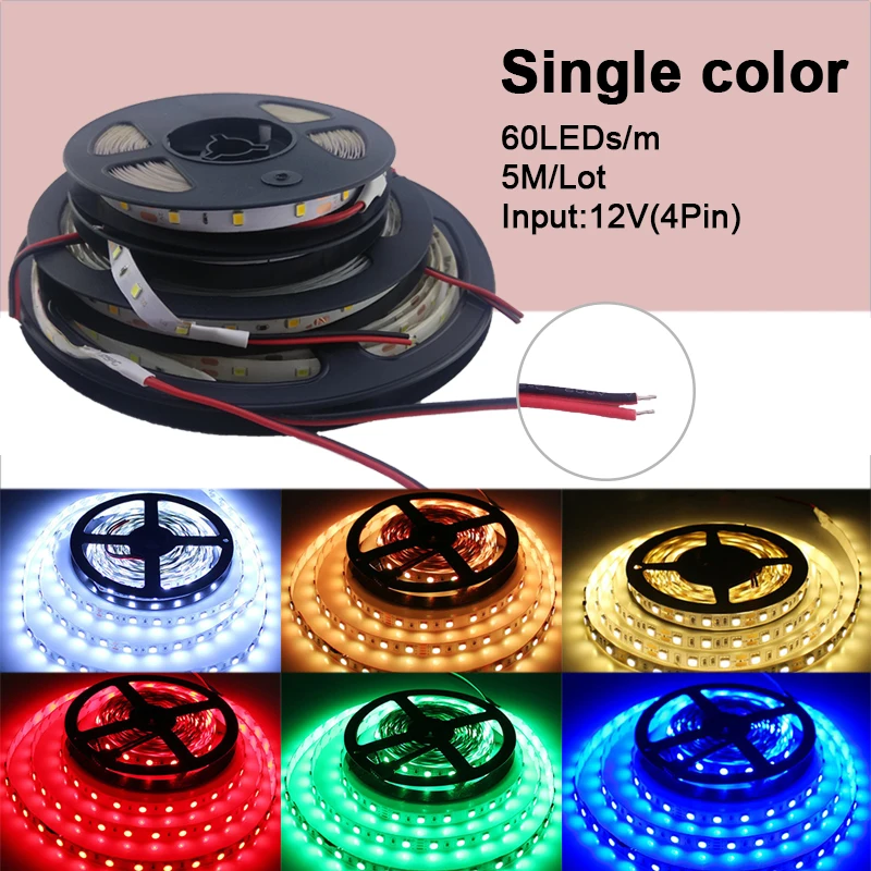 Светодиодная лента 3528 5050 DC12V 60 светодиодов/м гибкий светодиодный светильник RGB