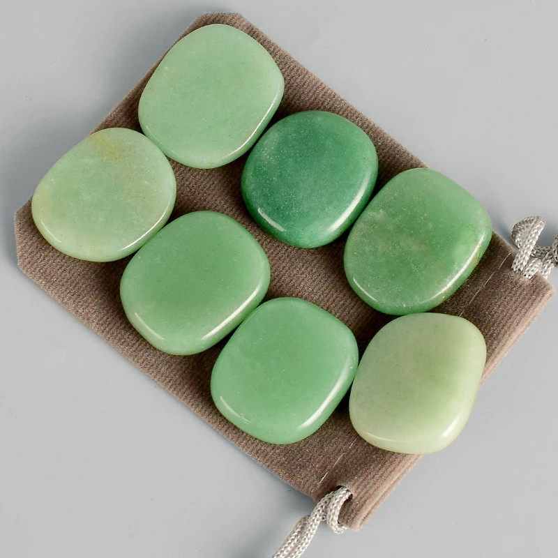 7 шт./компл. с мешком натуральный зеленый Aventurine спа массажные камни целебные