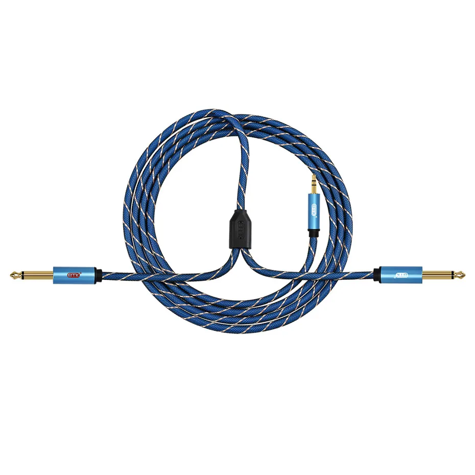 EMK Jack 6.3 to 3.5 Audio Cable Stereo 3.5mm to 2 6.3mm 6.35 6.5 mm AUX 6.3 Splitter Mono Cable 1M 2M 3M 5M (7)