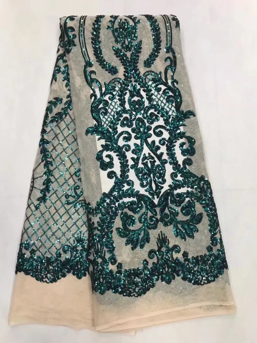 

New fashion African sequins lace new Design African Net Lace Fabric Nigerian dress French sequins Lace