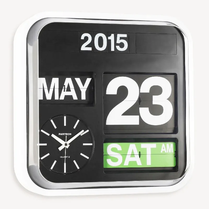 

Auto Calendar Flip Clock Extra Large Luxury Wall Clock Modern Design Retro Flip Clocks Hanging Wall Watch Home Decor 43cm