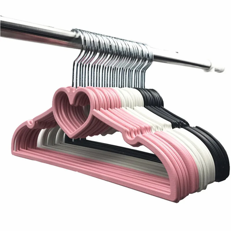 

10 Pcs/Set Multifunctional Heart Shaped Plastic Hanger Non Slip Clothes Rack Closet Organize Storage Rack Scarf Bow Hangers