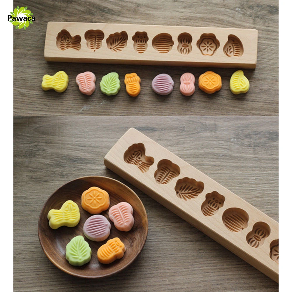 1 Pcs Wood Mooncake Baking Mold Cookies Mold 3D Leaves Fondant Cake
