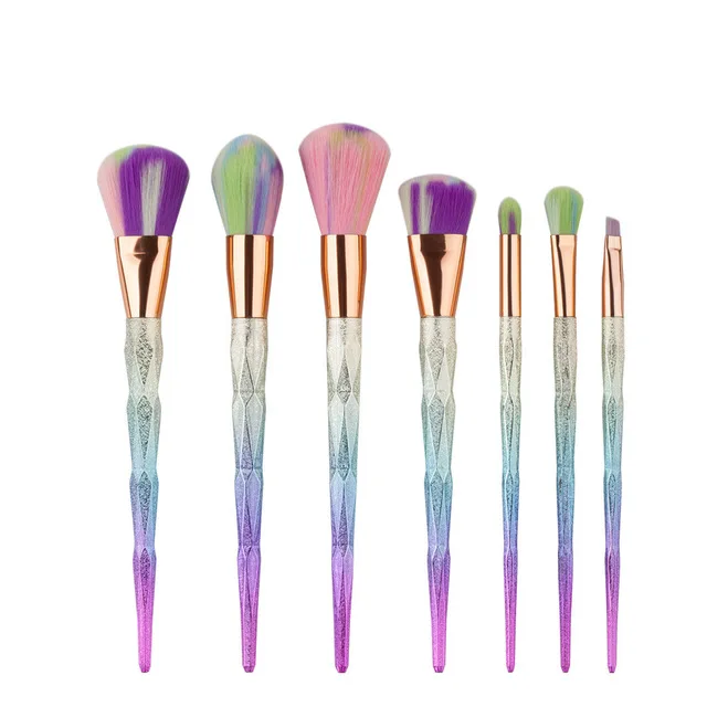 7 шт. набор радужных кистей для макияжа с блестками|brush kit|foundation brush kitmakeup set |