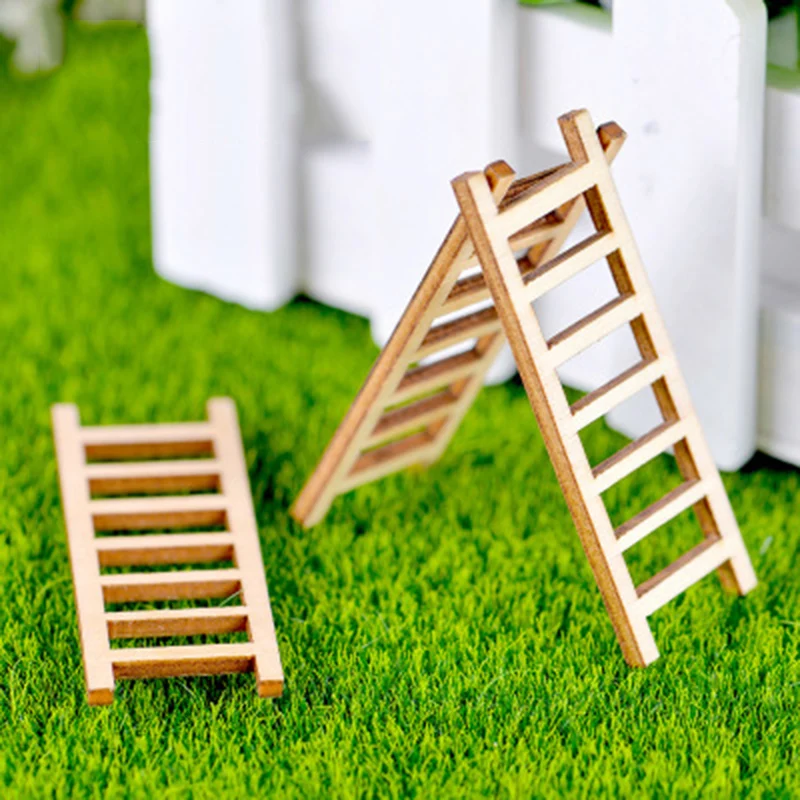 

ZOCDOU 3 Pieces Wood Ladder Stairs Stairway Stepladder Staircase Model Small Figurine Crafts Ornament Miniatures Home Room Decor
