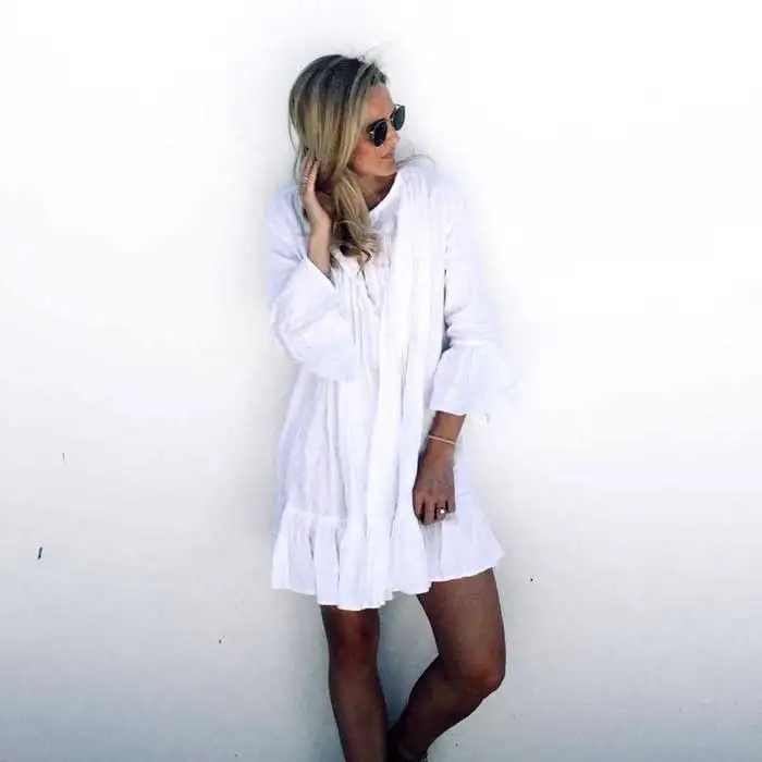 Женская хлопковая плиссированная блузка на пуговицах с рукавами трубами