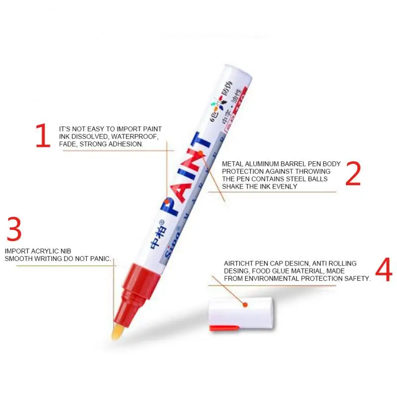 Водонепроницаемый Zhongbai Sp110 Красящие ручки Корея DIY альбом для карт металлическая ручка Touch pen шин ручки Лак масло ручка воском автомобиль аксессуары - Цвет: Красный