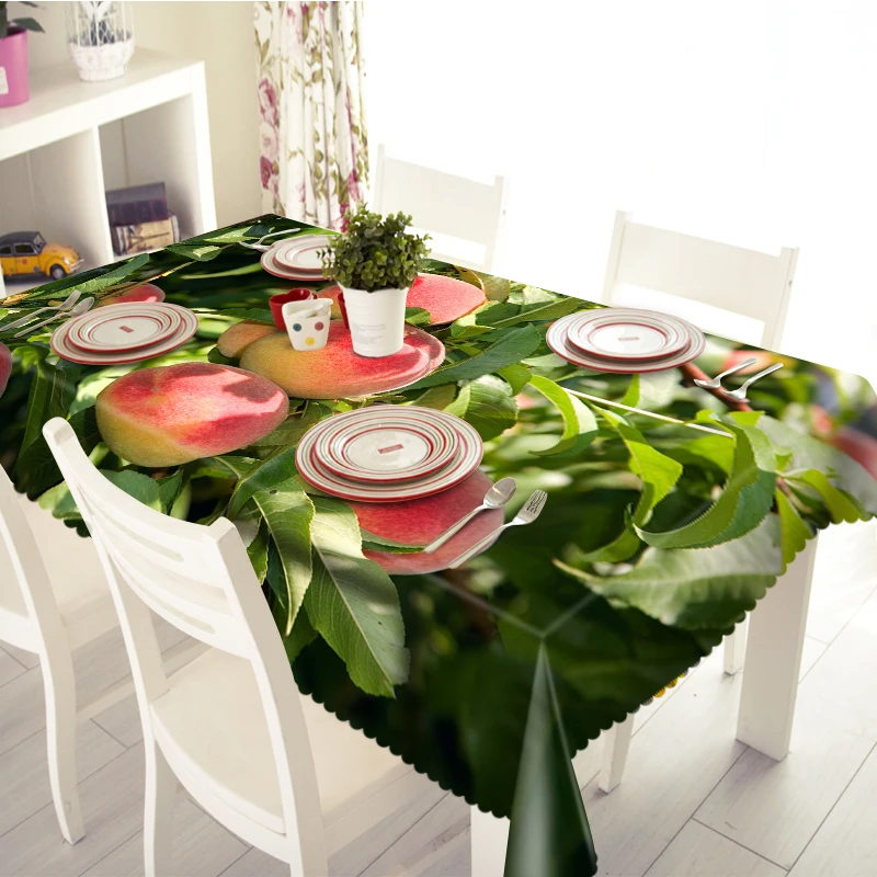 

3d Fruit Pattern Tablecloth Washable Cloth Thick Cotton Rectangular And Round Table Cloth Suitable For Wedding Custom Size