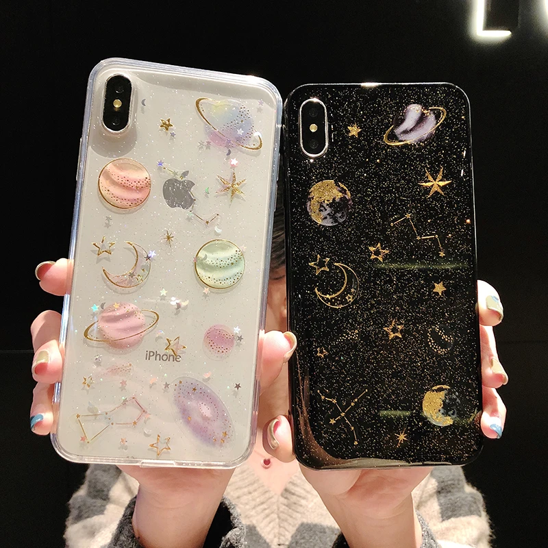 Роскошный блестящий чехол для iphone X XS XR 5 5S SE 6 6s 7 8 Plus XsMax милые чехлы со звездным