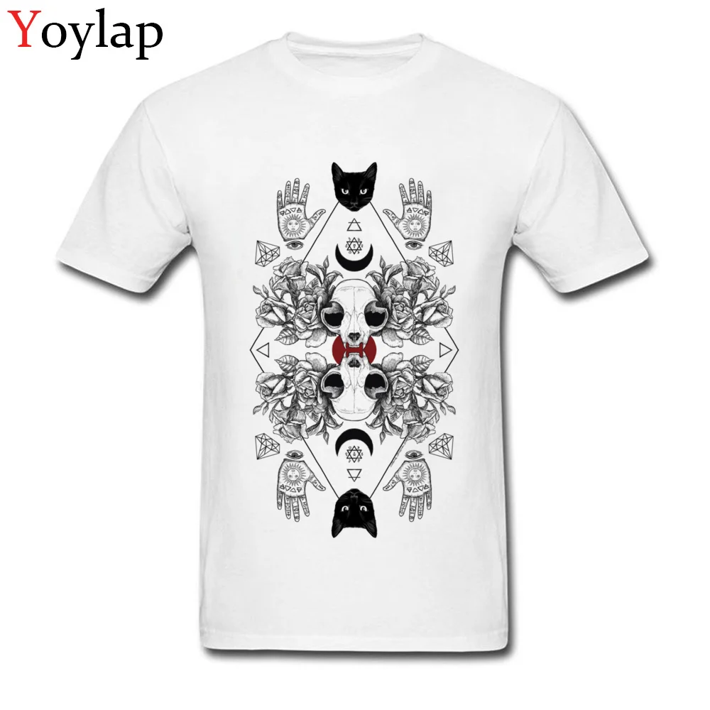 Prevailing Printing Tops T Shirt O Neck Fall Pure Cotton Short Sleeve T-Shirt for Men Symmetric Alchemy Printed On Tee-Shirt white